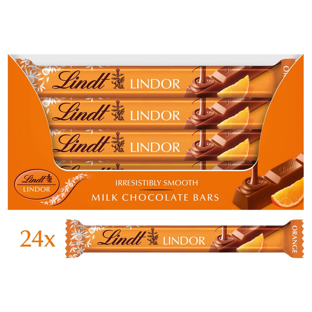 Lindt Lindor Orange Milk Chocolate Treat Bar 38g 