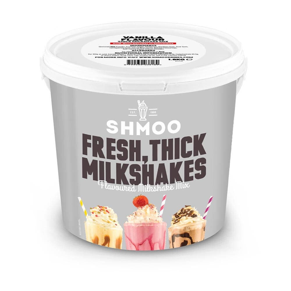 Shmoo Vanilla Thick Milkshake Mix 1.8kg & Cups/Lids/Straws