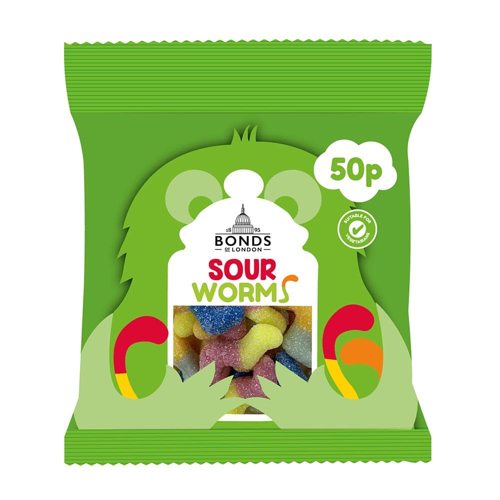 Bonds Sour Worms Treat Bags 50g 50p PMP
