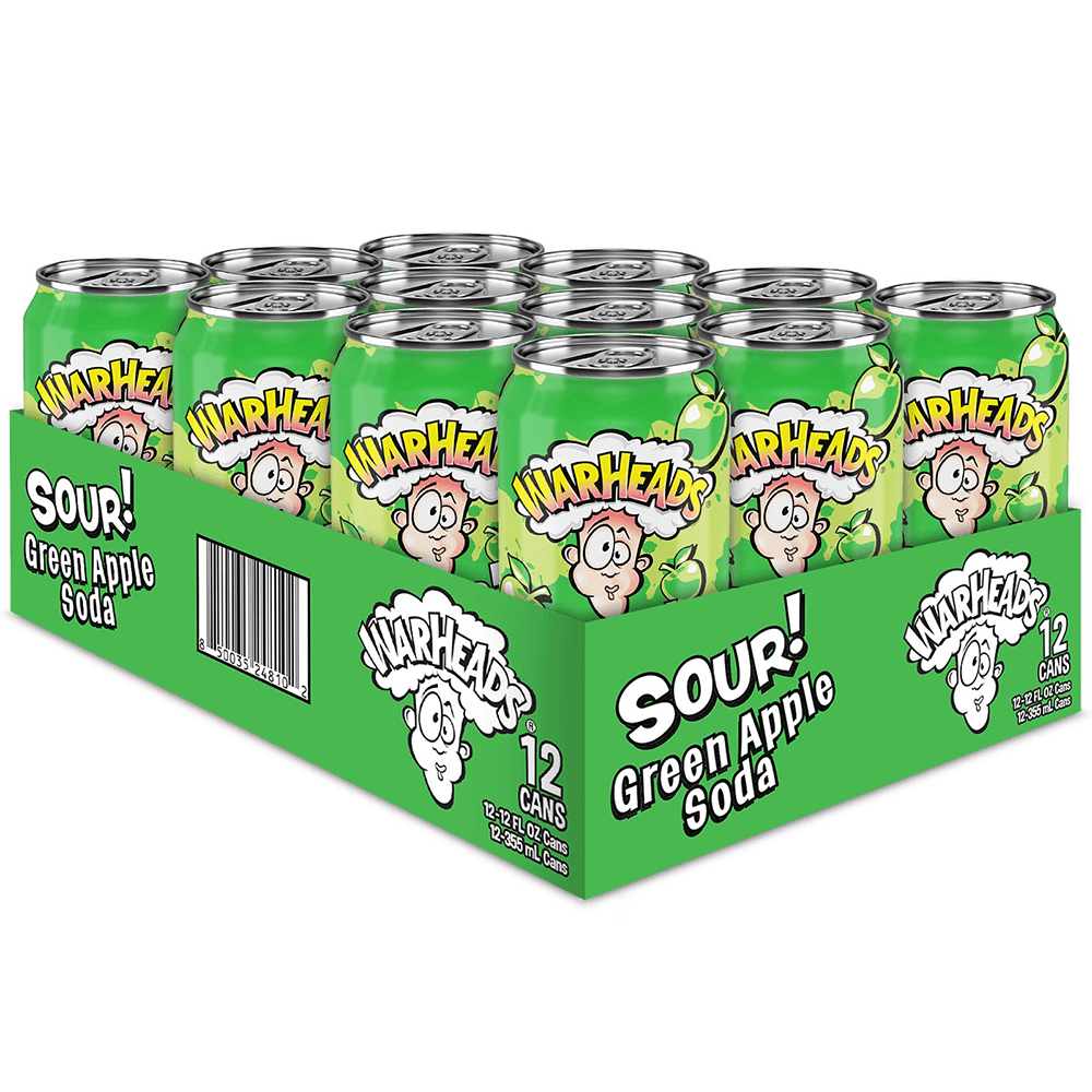 Warheads Sour Green Apple Soda Can 355ml