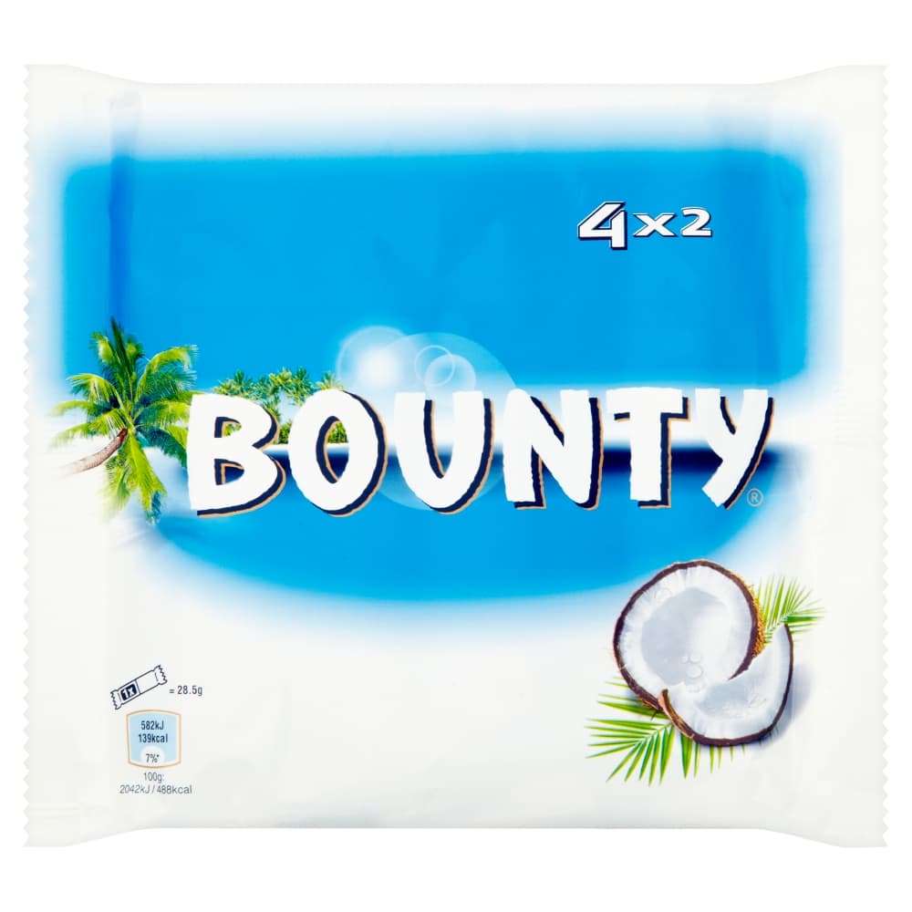 Bounty Coconut Milk Chocolate Duo Bars 4 Pack Multipack 228g 