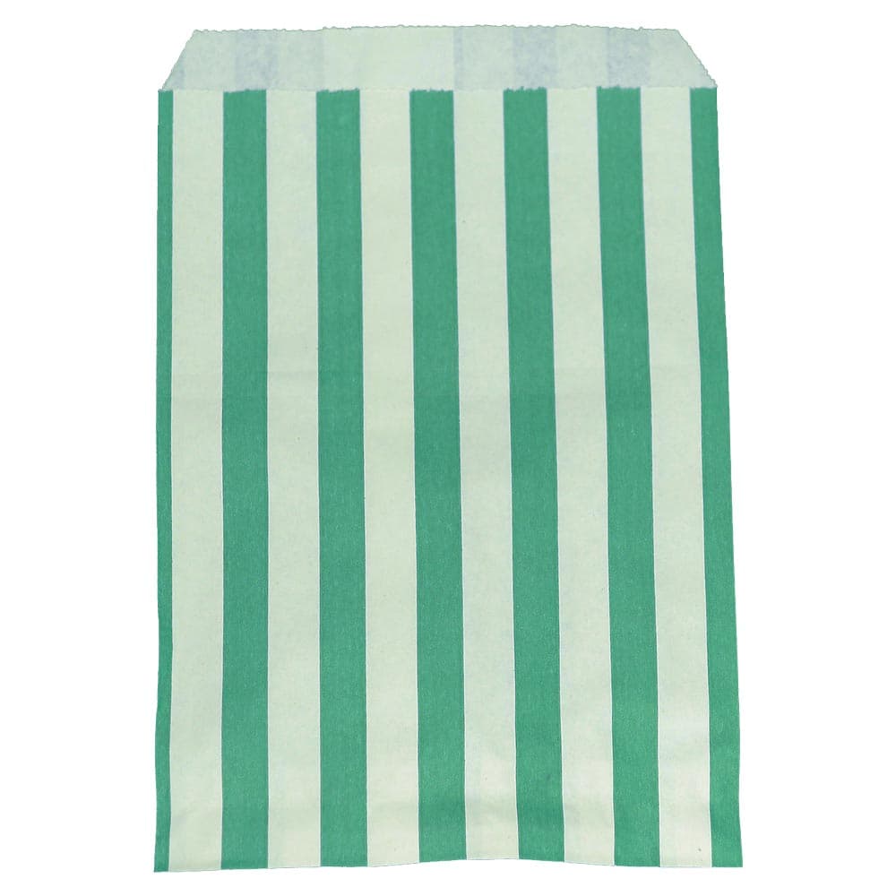 Green & White Candy Striped Paper Bags