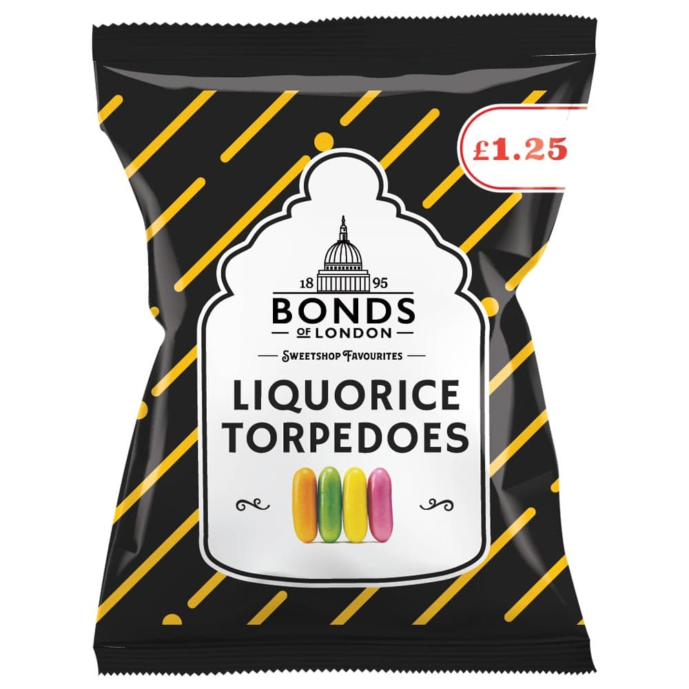 Bonds Liquorice Torpedoes £1.25 PMP 120g