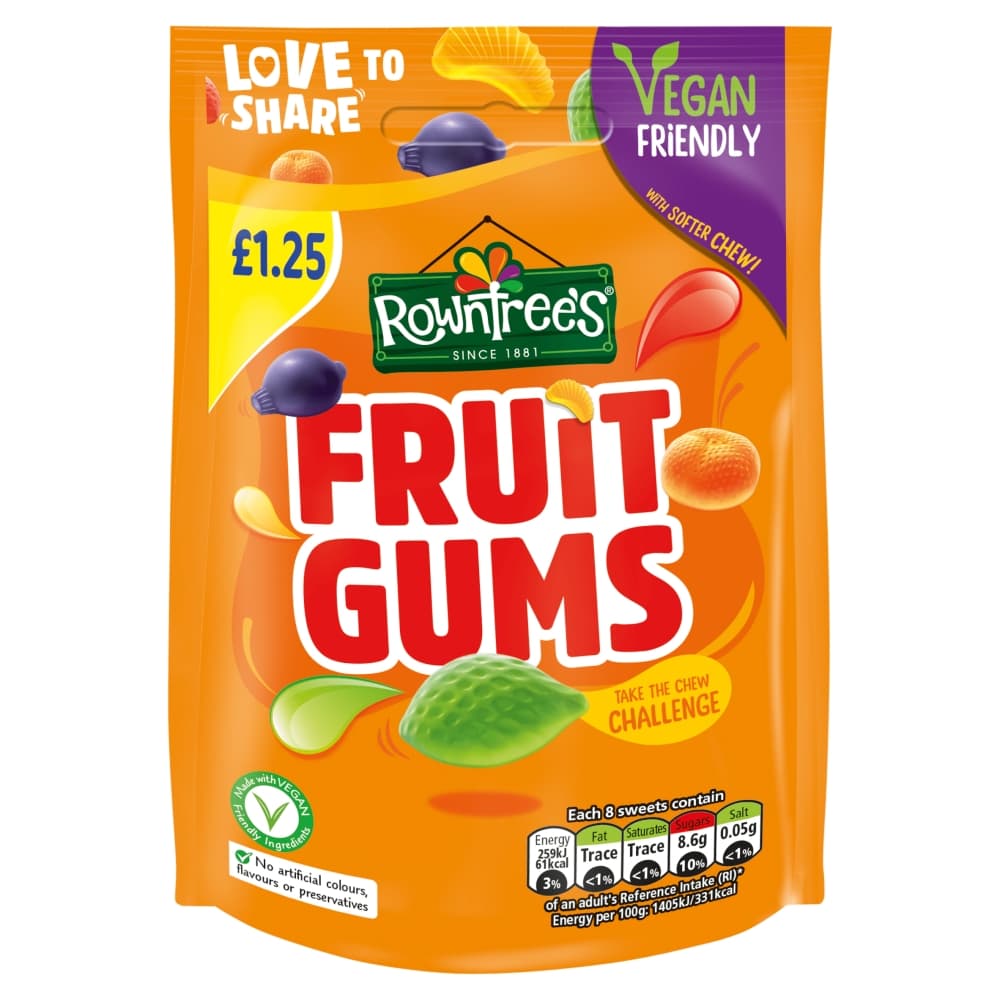 Rowntree's Fruit Gums Vegan Friendly Sweets Sharing Bag 120g £1.25 PMP