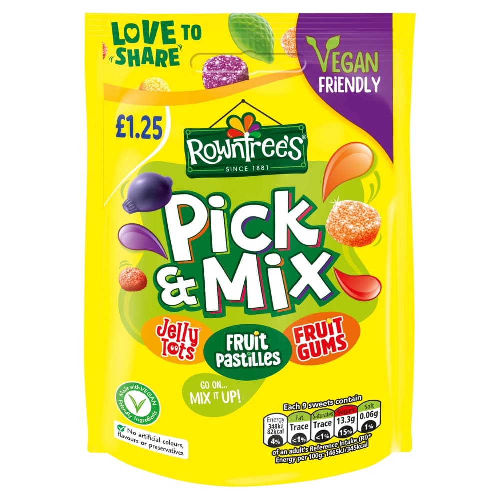 Rowntree's Pick & Mix Vegan Friendly Sweets Sharing Bag 120g £1.25 PMP