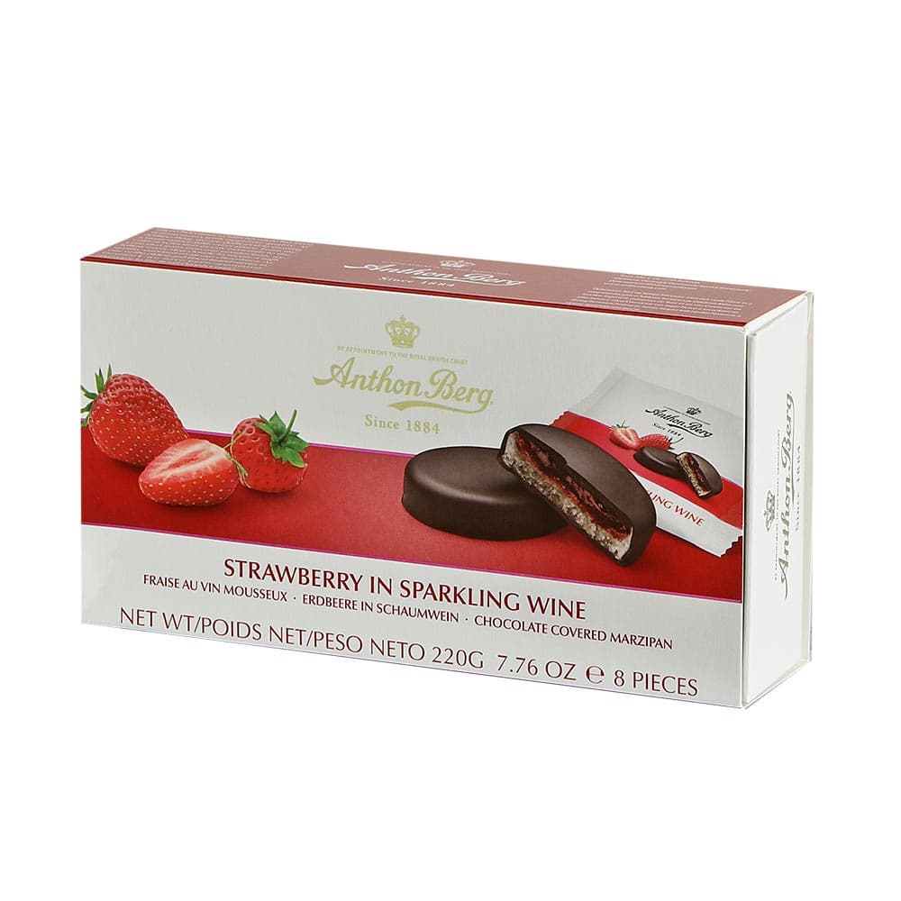 Strawberry in Sparkling Wine Anthon Berg Marzipan