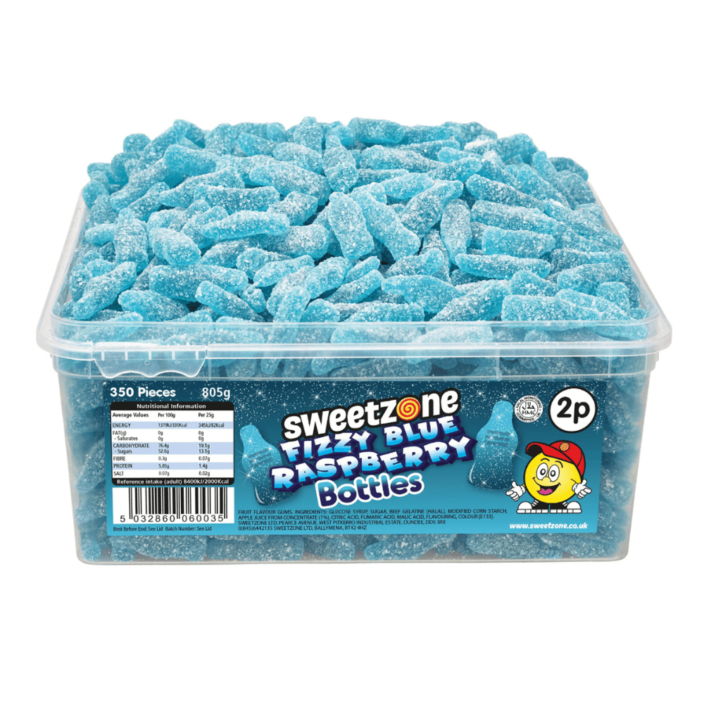 Sweetzone Fizzy Blue Raspberry Bottles 805g 2p Tub