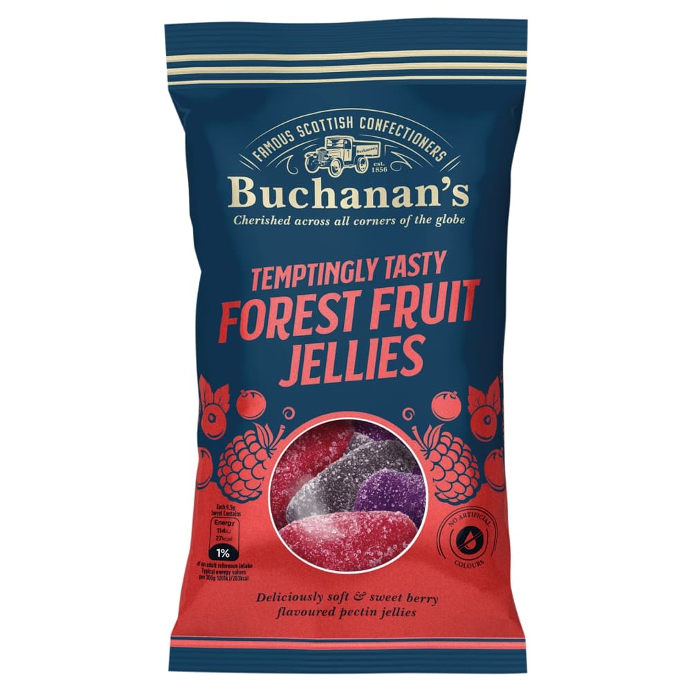 Buchanan's Temptingly Tasty Forest Fruit Jellies - 12 x 140g Bags