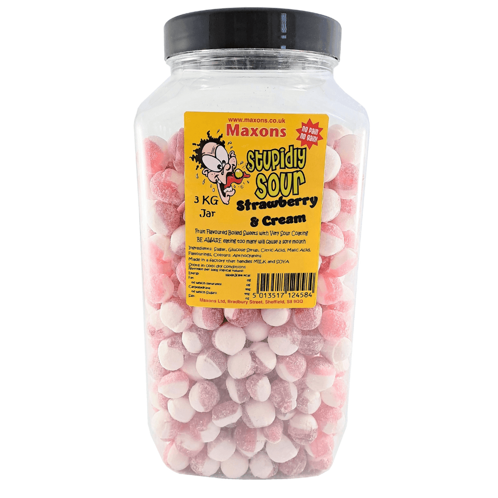 Maxon's Stupidly Sour Strawberry and Creams Sweet Jar 3kg