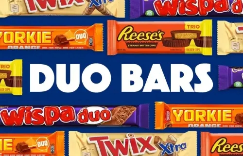 A selection of top-selling duo bars, including Twix, Yorkie and Cadbury Wispa bars.