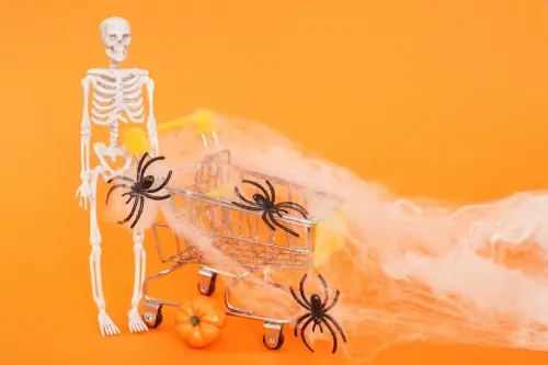 A trolley surrounded by spooky decoration ideas