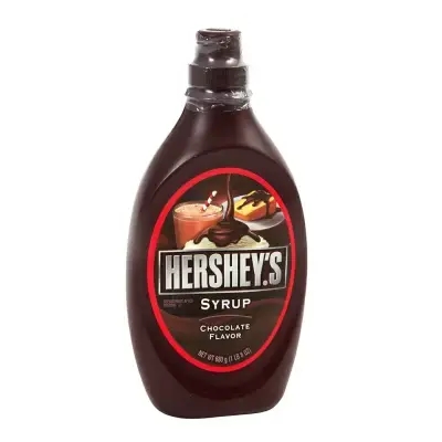 a bottle of hershey chocolate syrup
