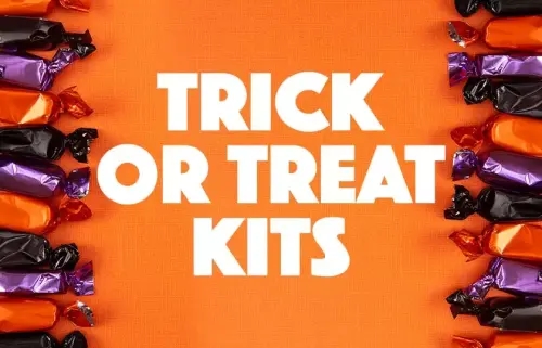 Rows of colourful Halloween sweets