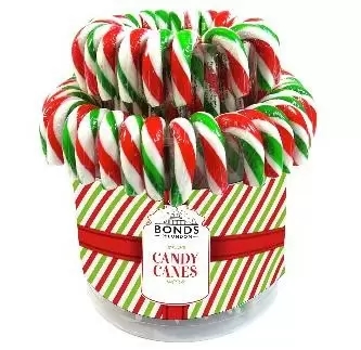 A box of Bonds Mini Candy Canes