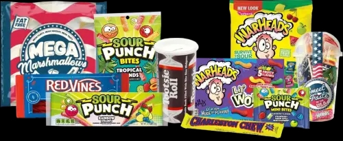 A selection of Exclusive American lines from Hancocks, including Red Vines, Sour Punch, Tootsie Roll and Warheads!