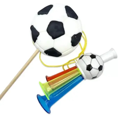 An irresistible choice for younger football fans, the Football Lollipop with Whistle is a must-stock for the FIFA World Cup!