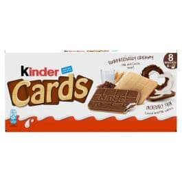 Kinder Cards Milk Chocolate Wafer Biscuit Snack Bars 4 Pack 129g